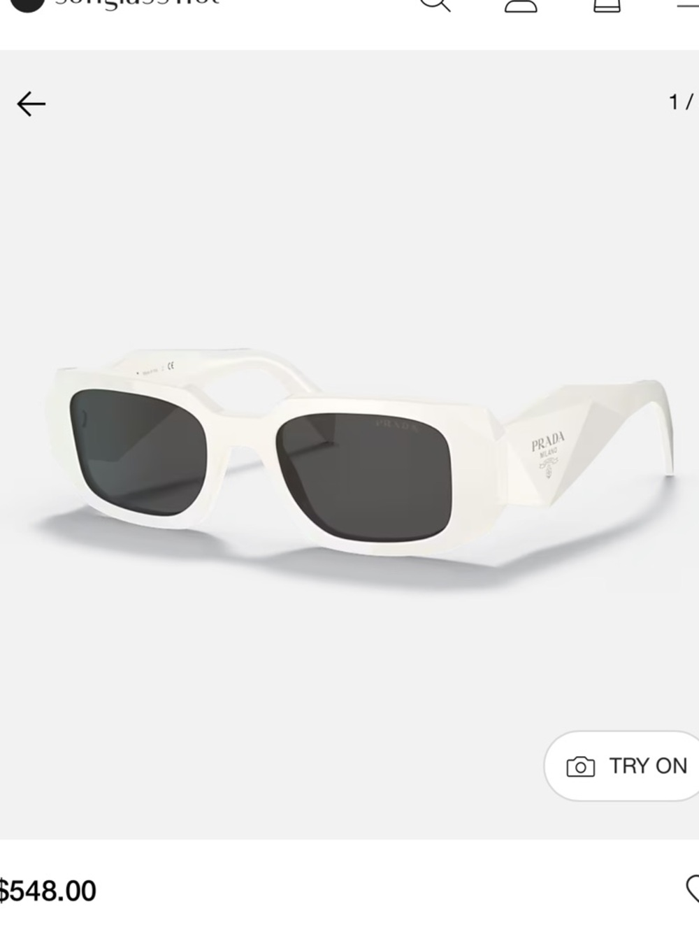 Prada White Rectangle Sunglasses with Black LensesPrada
PR 17WS